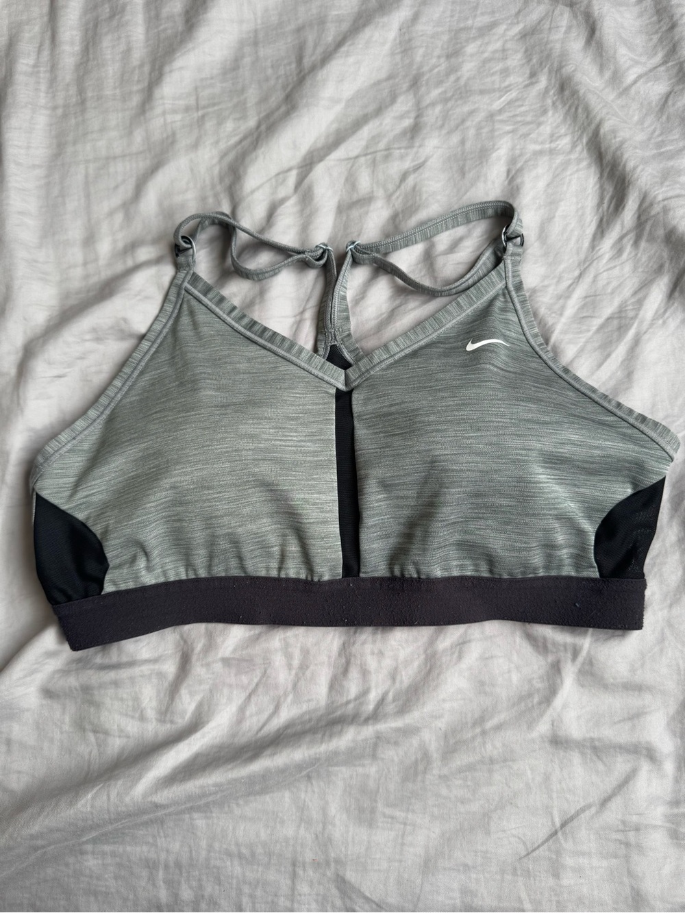 Nike Sage Green and Black Strappy Low-Impact Sports Bra
